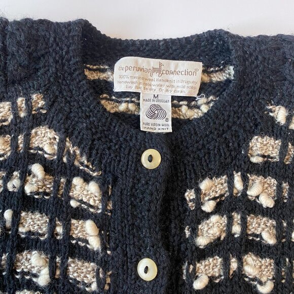 Peruvian Connection‎ Vintage 100% Merino Wool Handknit Cardigan Women's Medium - Picture 5 of 7